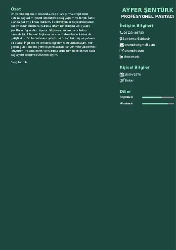 Pastacı Cv Örnekleri cv indir